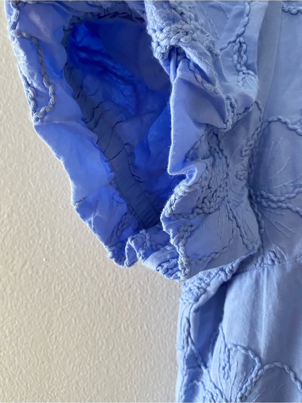 J.Crew Embroidered Floral Puff Sleeve Mini Dress Blue NWT